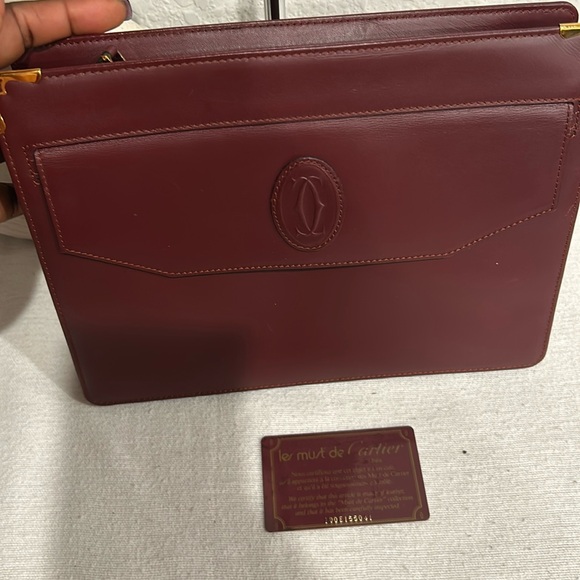 Cartier Handbags - Cartier Red Leather Clutch Bag